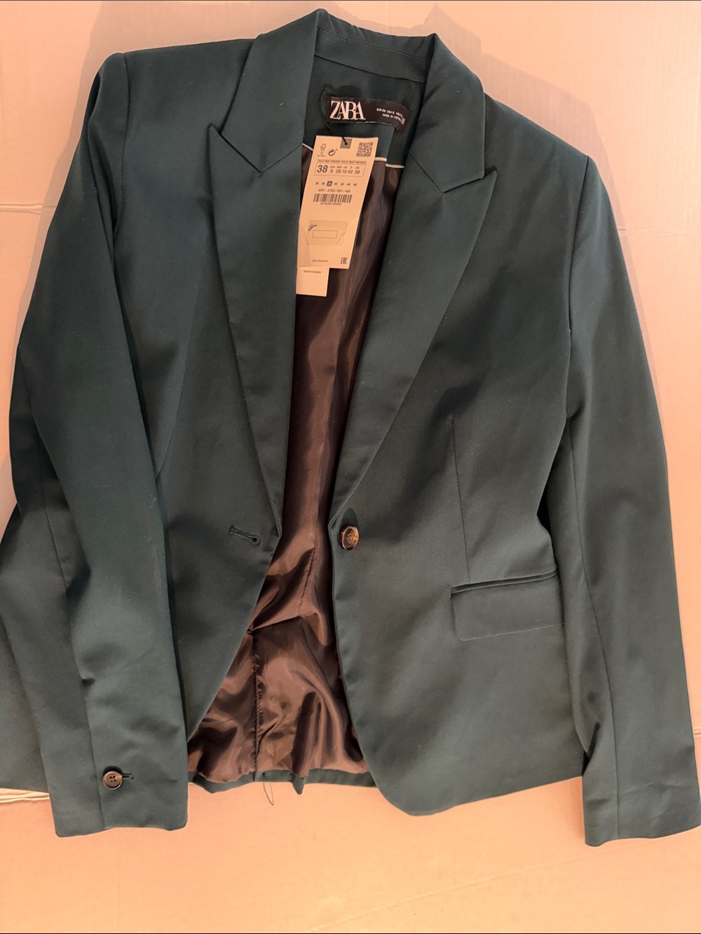 ZARA Woman Teal Single-Button Blazer